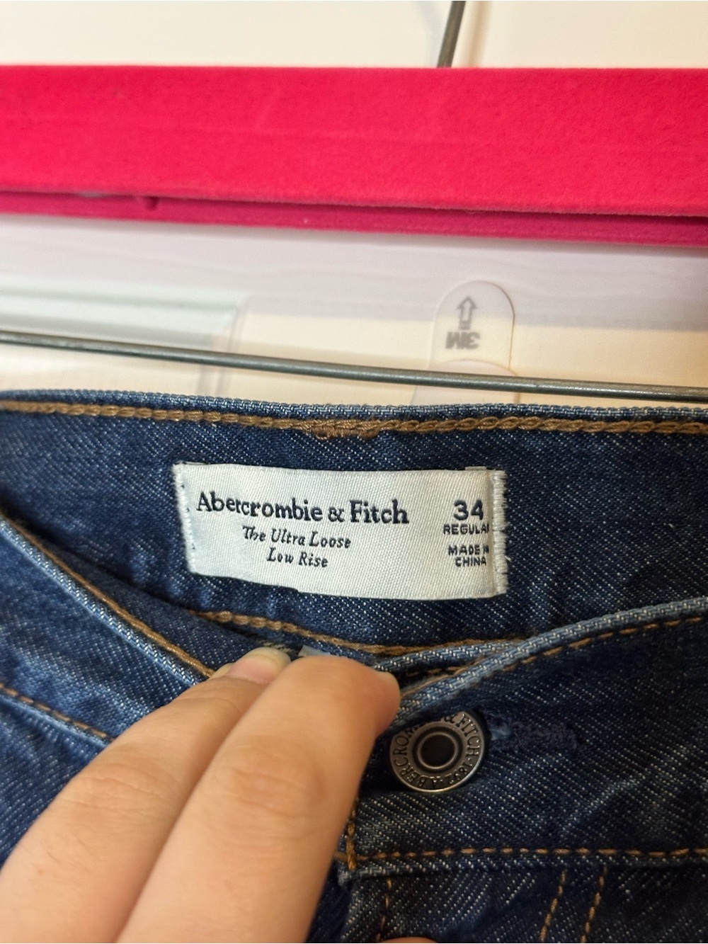 NWT Abercrombie & Fitch Dark Wash Curve Love The Ultra Loose Low Rise Sz 34 / 18 - Picture 6 of 8